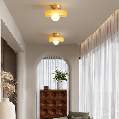 Lampada da soffitto Bauhaus francese | Lampada minimalista in ottone e vetro