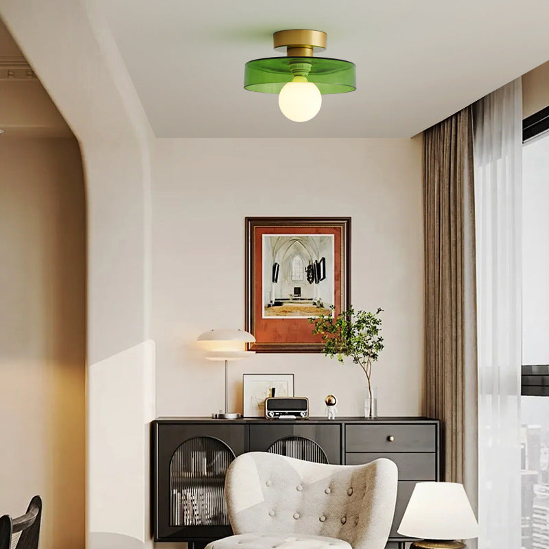 Lampada da soffitto Bauhaus francese | Lampada minimalista in ottone e vetro