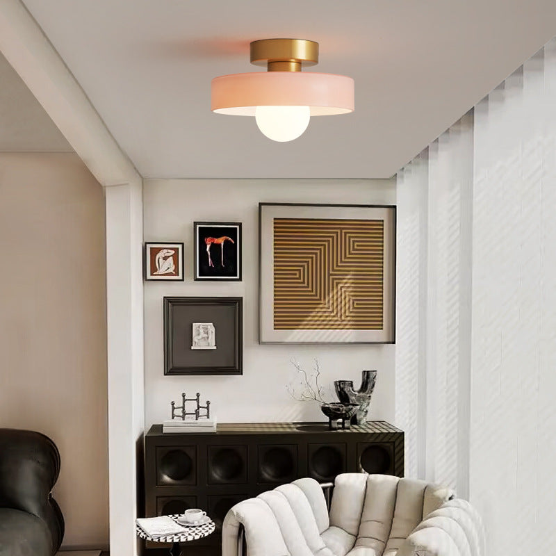 Lampada da soffitto Bauhaus francese | Lampada minimalista in ottone e vetro