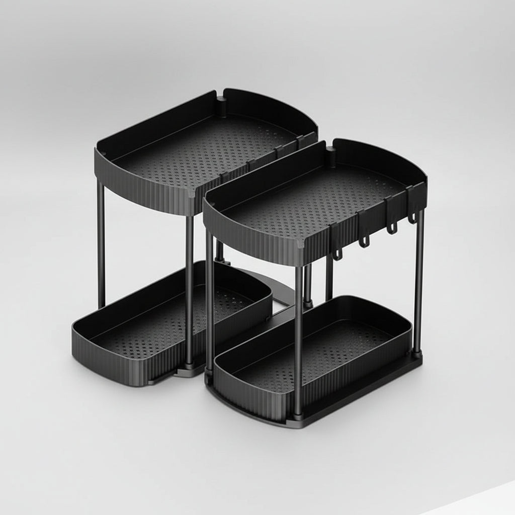 Set di 2 contenitori organizzatori per sotto il lavello con cassetti multiuso