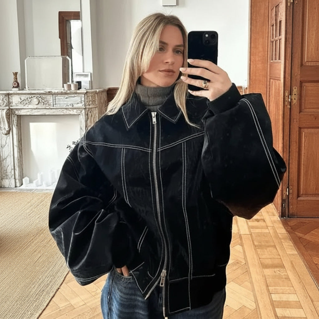 Jakke Oversize Kvinder Fritidstøj Hverdagsstil