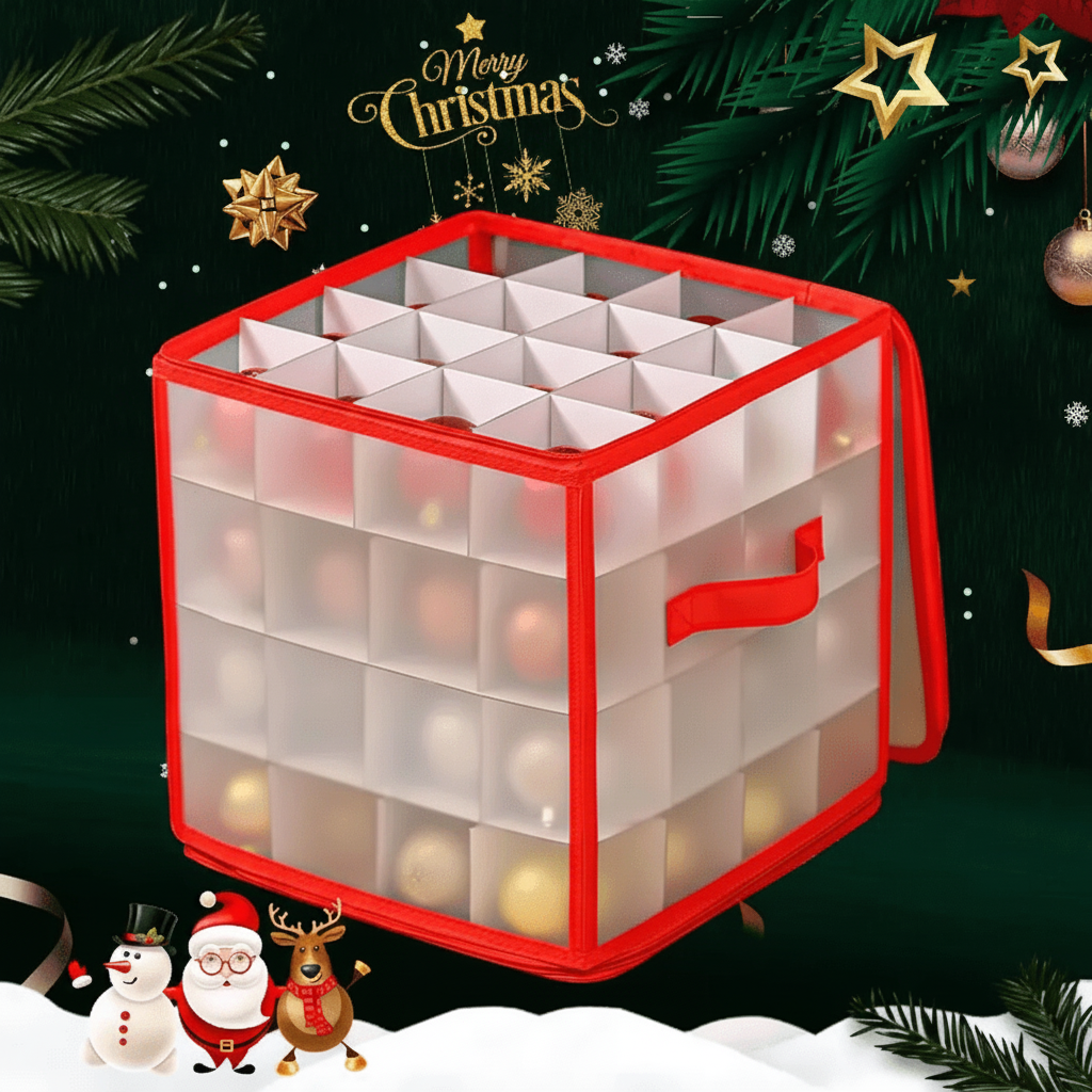 Scatola porta decorazioni trasparente in plastica per Natale