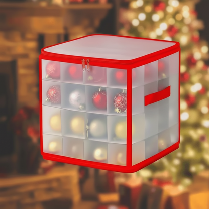 Scatola porta decorazioni trasparente in plastica per Natale