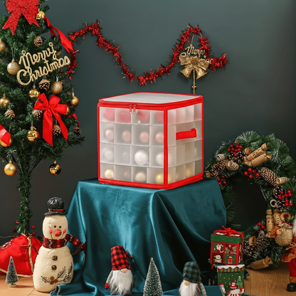 Scatola porta decorazioni trasparente in plastica per Natale