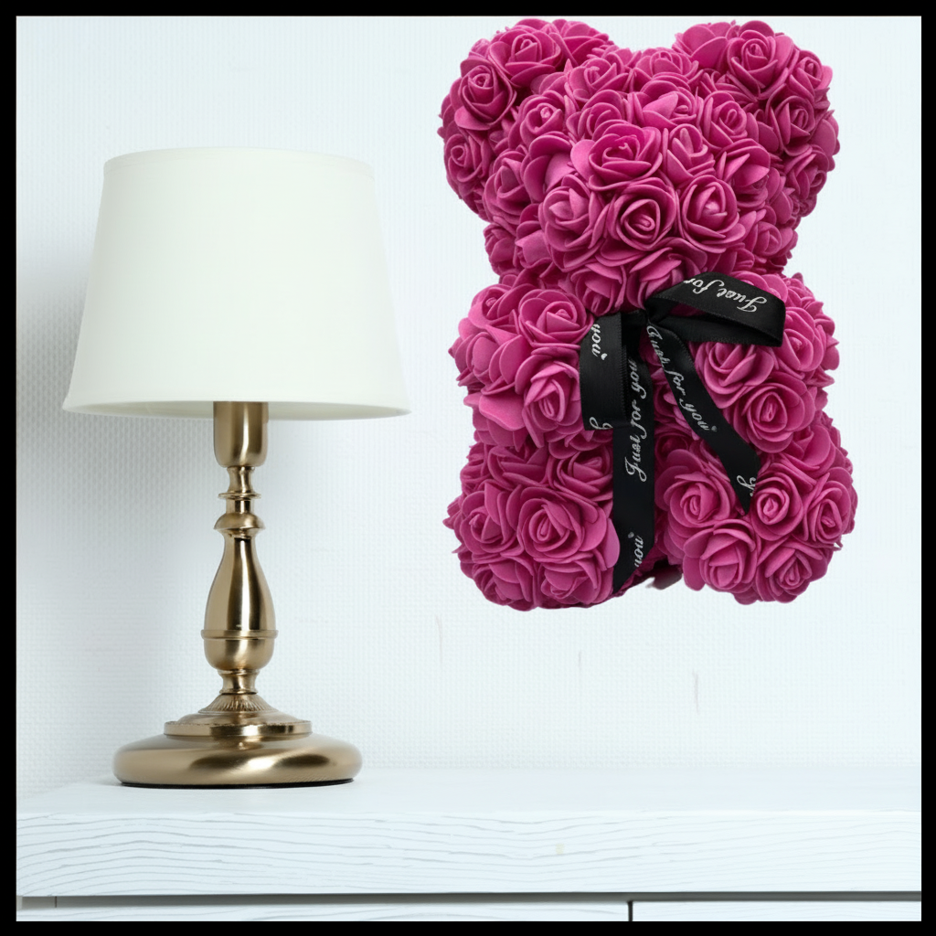 Oso de Rosas Regalo para el Día de la Madre Decoración de Osito con Flores Artificiales
