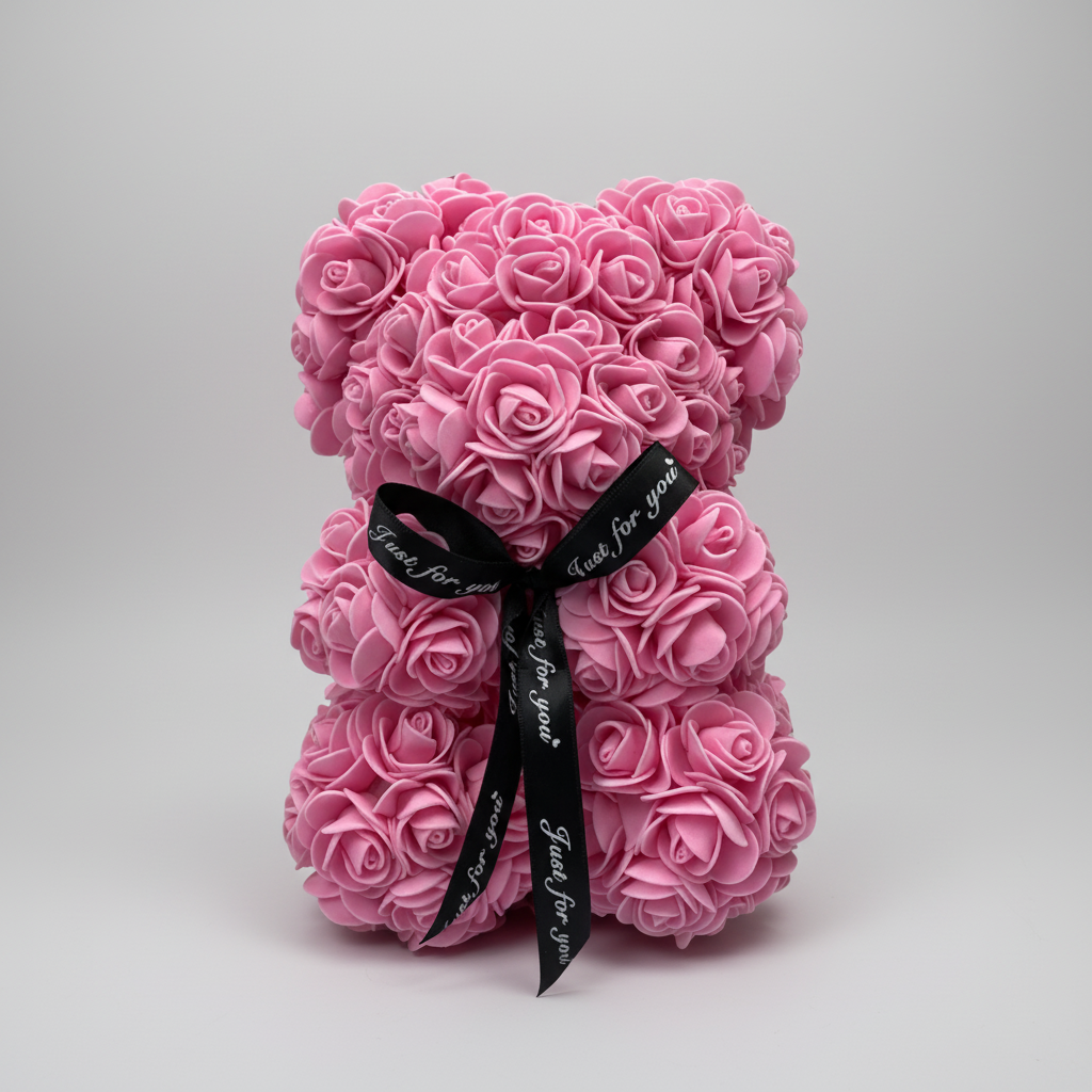 Oso de Rosas Regalo para el Día de la Madre Decoración de Osito con Flores Artificiales