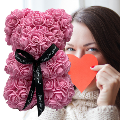 Oso de Rosas Regalo para el Día de la Madre Decoración de Osito con Flores Artificiales
