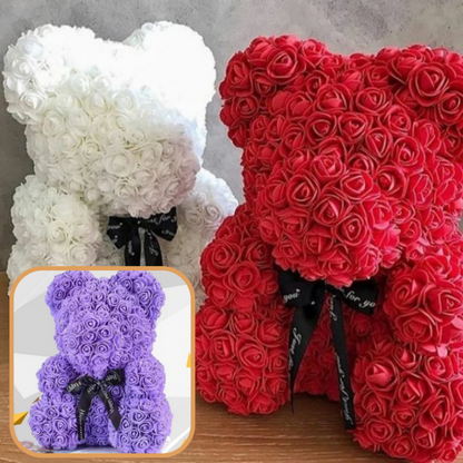 Oso de Rosas Regalo para el Día de la Madre Decoración de Osito con Flores Artificiales