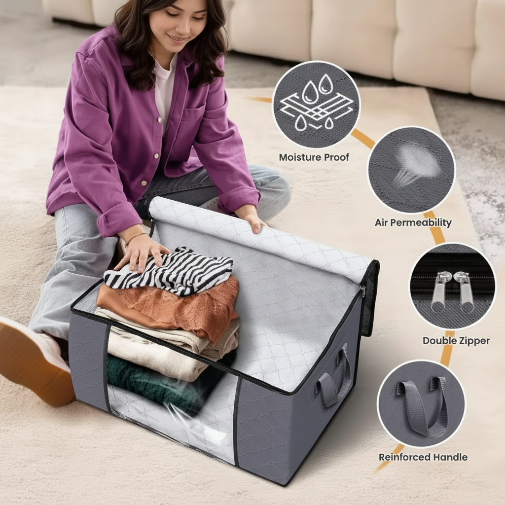 Bolsas de almacenamiento Organizador de tela Plegable Contenedores grandes para ropa