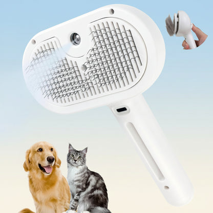 Cepillo para el cuidado de mascotas con autolimpieza, masaje de silicona y peine pulverizador