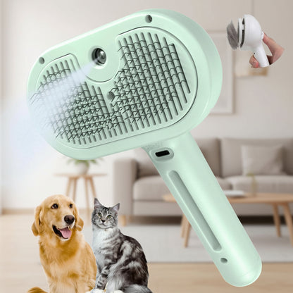 Cepillo para el cuidado de mascotas con autolimpieza, masaje de silicona y peine pulverizador