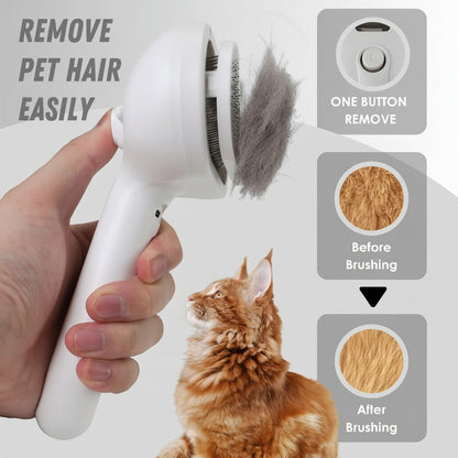 Cepillo para el cuidado de mascotas con autolimpieza, masaje de silicona y peine pulverizador
