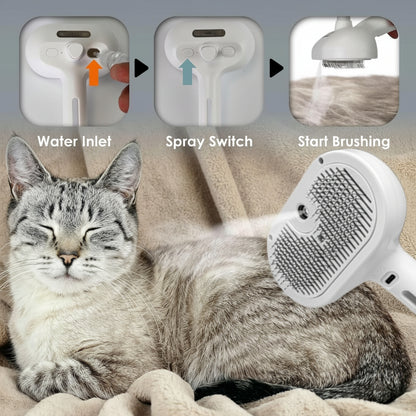 Cepillo para el cuidado de mascotas con autolimpieza, masaje de silicona y peine pulverizador