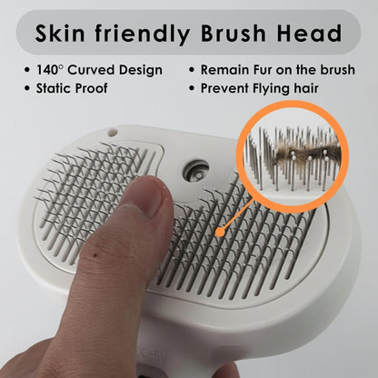 Cepillo para el cuidado de mascotas con autolimpieza, masaje de silicona y peine pulverizador