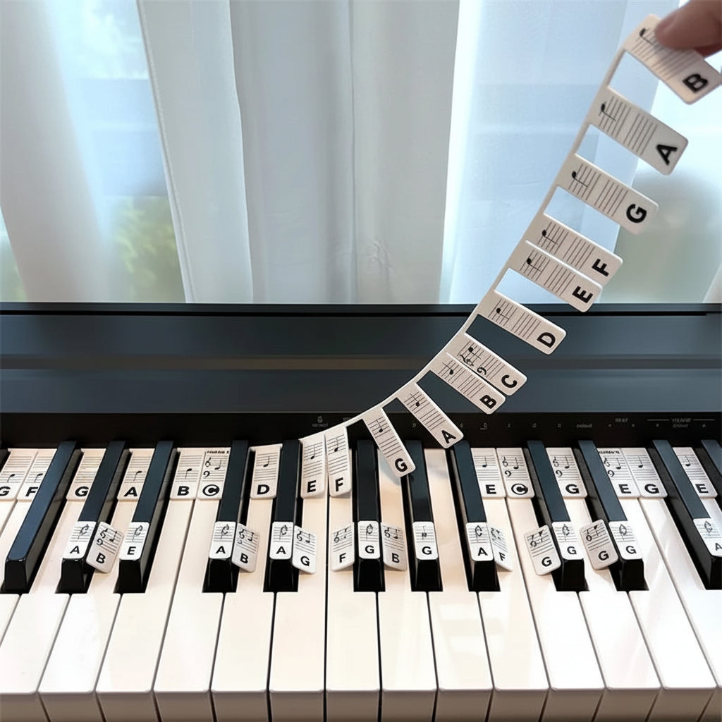 Autocolantes para Teclado de Piano Silicone Etiquetas de Notas Aprendizagem de Teclas
