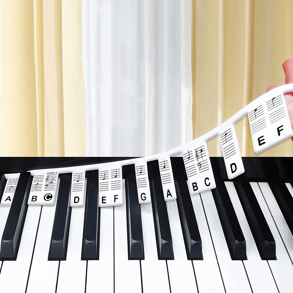 Autocolantes para Teclado de Piano Silicone Etiquetas de Notas Aprendizagem de Teclas
