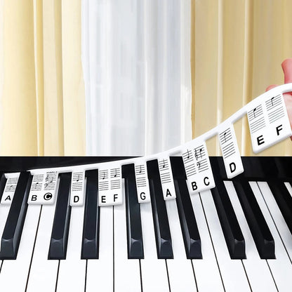Autocolantes para Teclado de Piano Silicone Etiquetas de Notas Aprendizagem de Teclas