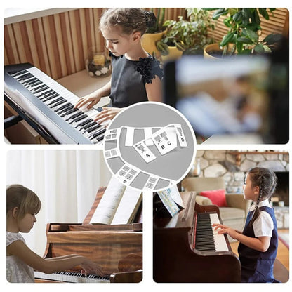 Autocolantes para Teclado de Piano Silicone Etiquetas de Notas Aprendizagem de Teclas