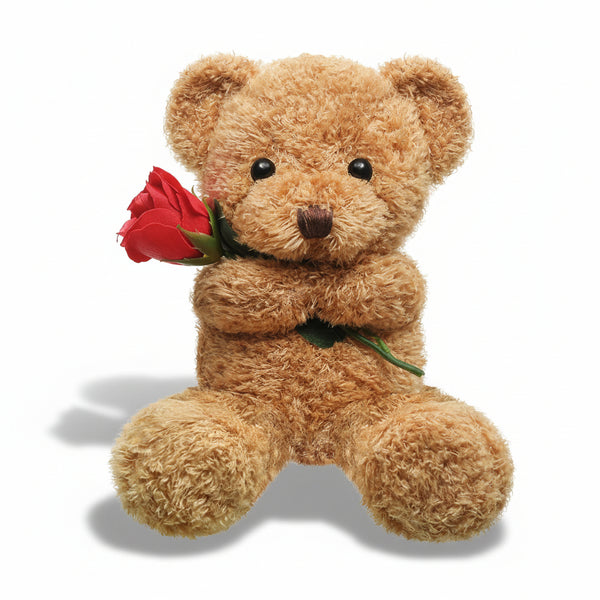Blød Bamse Valentinsbamse Blød Rose Holder Fyldt Dyr Gave