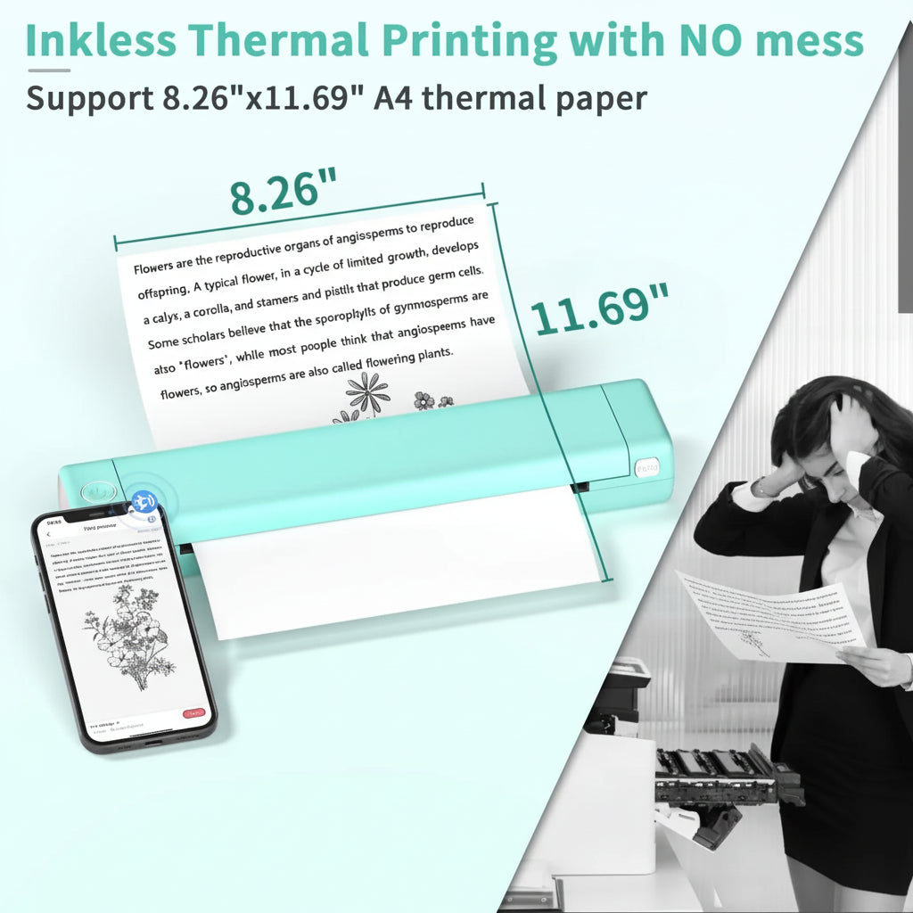 Tragbarer Wärme-Drucker Kabellos Bluetooth Kompakter Papierdrucker