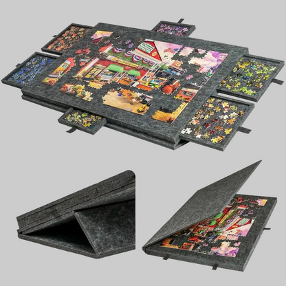 Tabuleiro de Puzzle com Gavetas Estojo Ajustável para Quebra-Cabeças