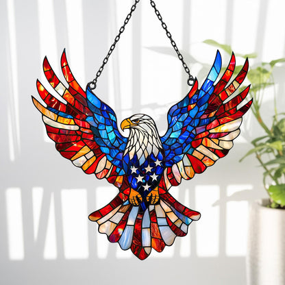 Decorazione da parete aquila patriottica in vetro colorato per finestre
