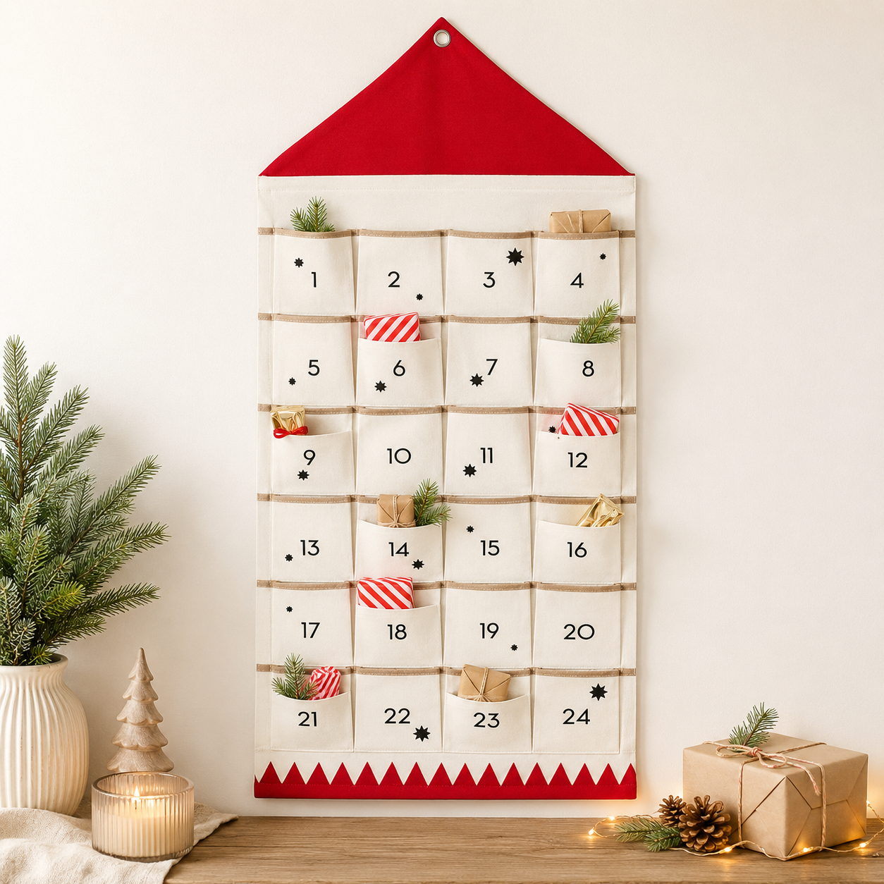 Design di stoffa per calendario personalizzato del conto alla rovescia di Natale