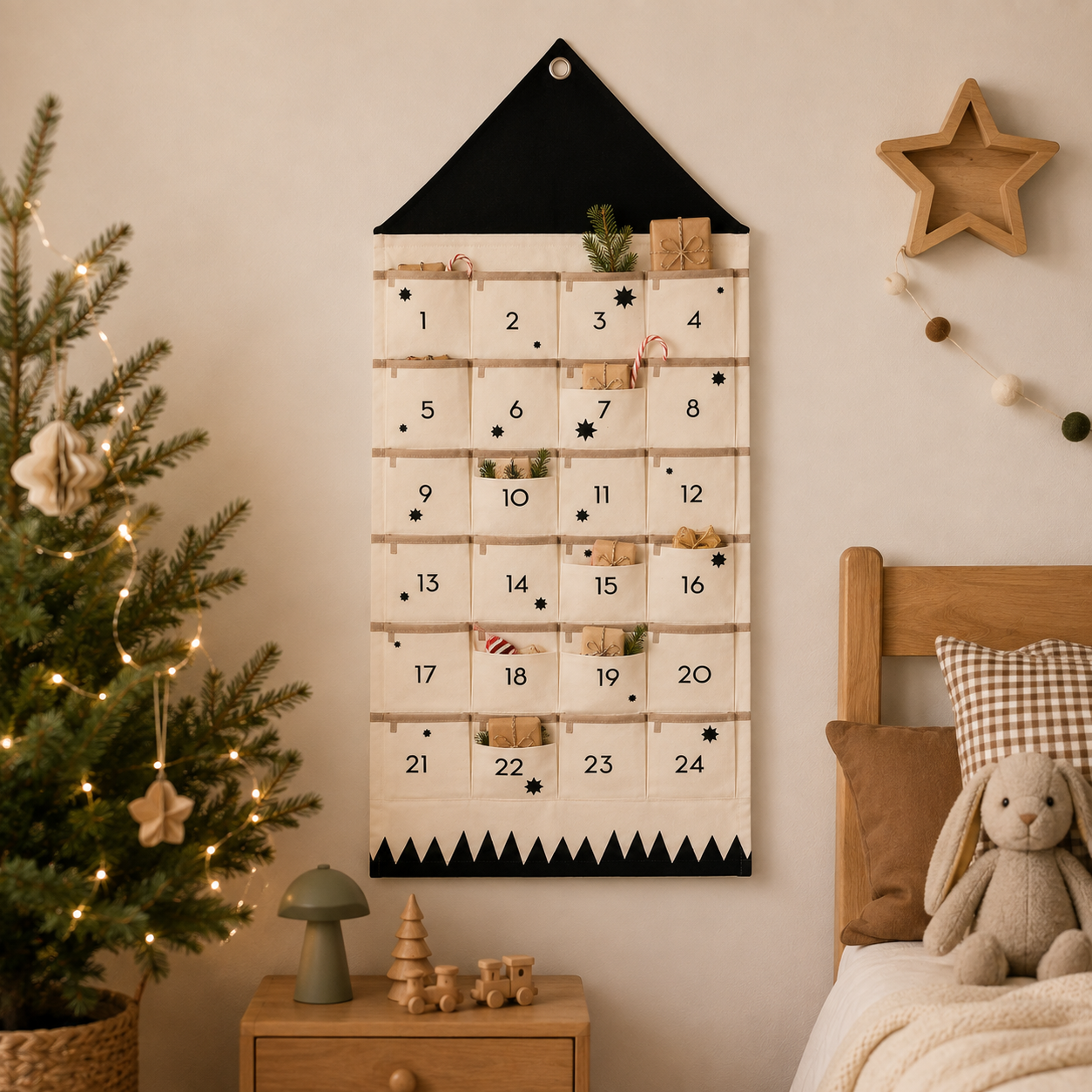 Design di stoffa per calendario personalizzato del conto alla rovescia di Natale