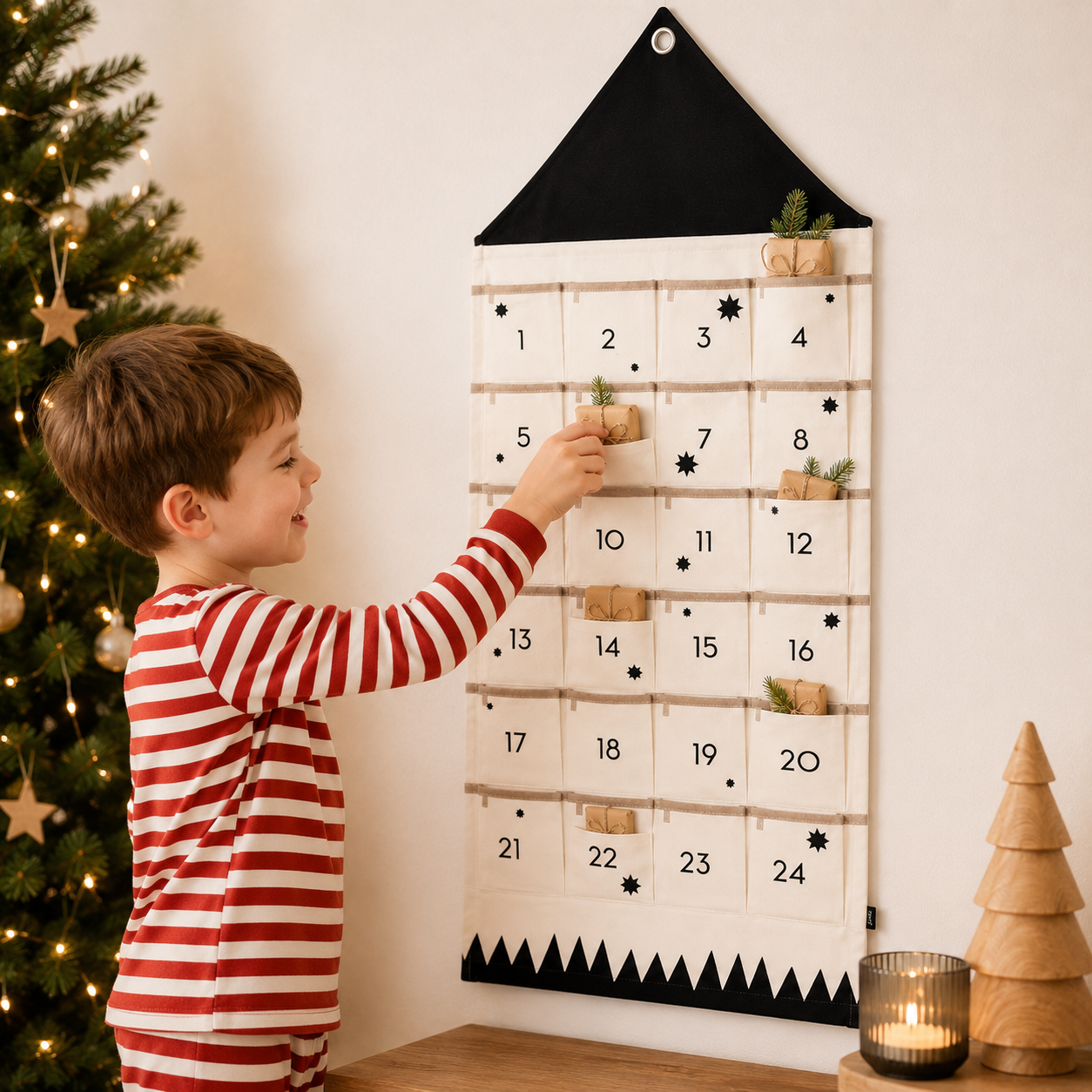 Design di stoffa per calendario personalizzato del conto alla rovescia di Natale