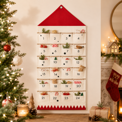 Design di stoffa per calendario personalizzato del conto alla rovescia di Natale