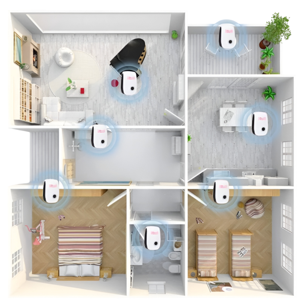 Dispositivo ultrasónico repelente de plagas para interiores, enchufable, control de insectos