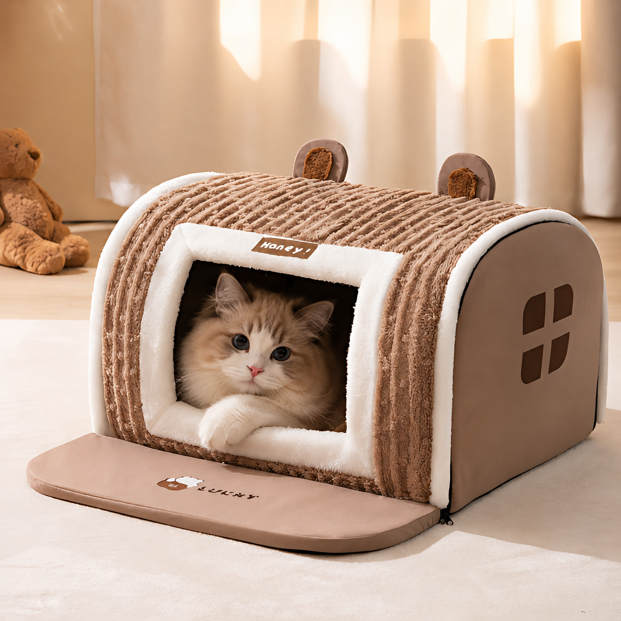 Cama para Animais de Estimação Almofadada Macia e Lavável Tapete de Dormir