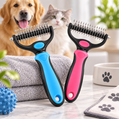 Cepillo quitarañas para mascotas con diseño de doble cara