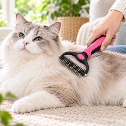 Cepillo quitarañas para mascotas con diseño de doble cara