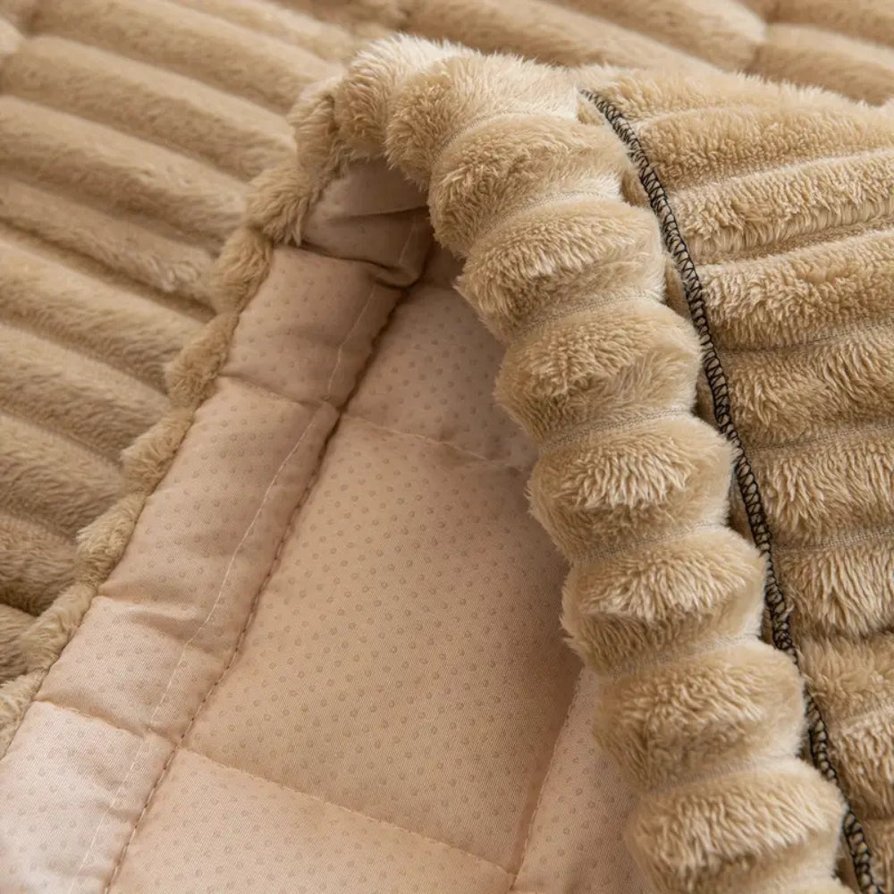 Copertura per Divano in Pile con Bordi Plissettati Protezione e Comfort per Divano