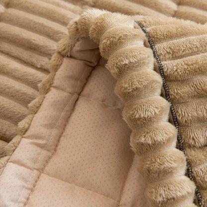 Copertura per Divano in Pile con Bordi Plissettati Protezione e Comfort per Divano