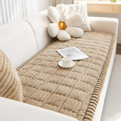 Copertura per Divano in Pile con Bordi Plissettati Protezione e Comfort per Divano