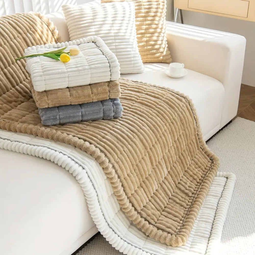 Copertura per Divano in Pile con Bordi Plissettati Protezione e Comfort per Divano