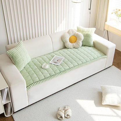 Copertura per Divano in Pile con Bordi Plissettati Protezione e Comfort per Divano