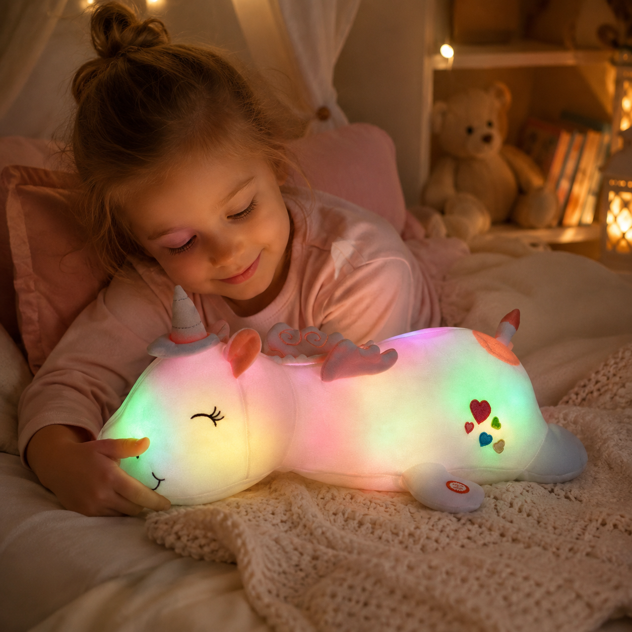 Plush Night Light Rainbow LED Cozy Sleep Toy