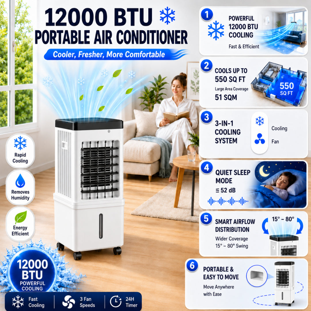 מזגן נייד 12000 BTU קירור באידוי