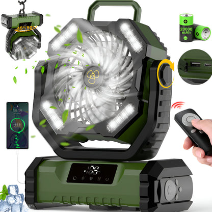 Ventilatore portatile ricaricabile oscillante con telecomando per campeggio