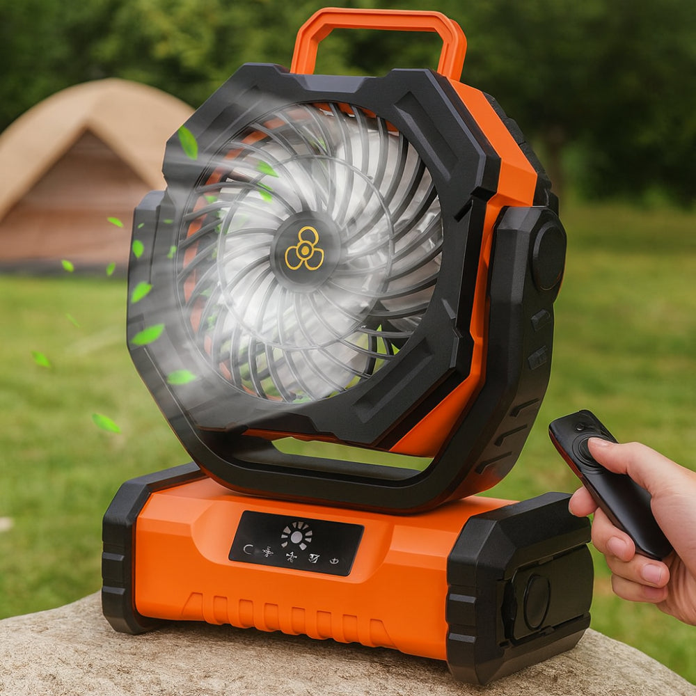 Ventilatore portatile ricaricabile oscillante con telecomando per campeggio