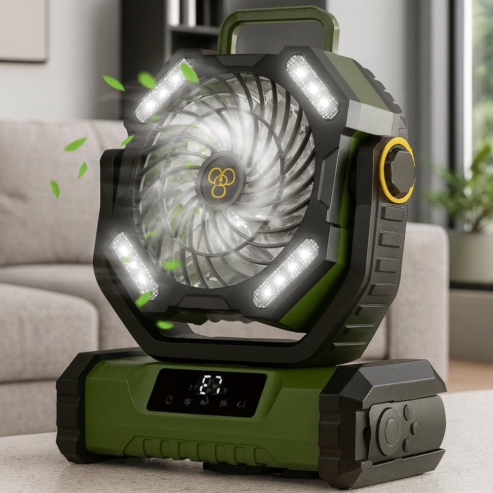 Ventilatore portatile ricaricabile oscillante con telecomando per campeggio