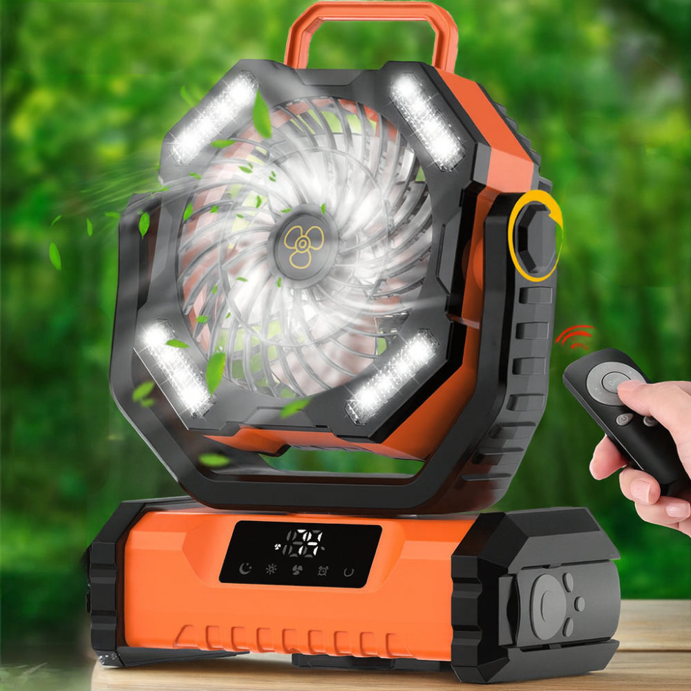 Ventilatore portatile ricaricabile oscillante con telecomando per campeggio