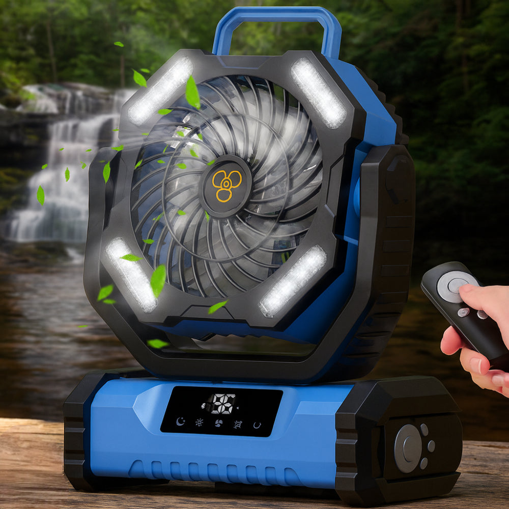 Ventilatore portatile ricaricabile oscillante con telecomando per campeggio