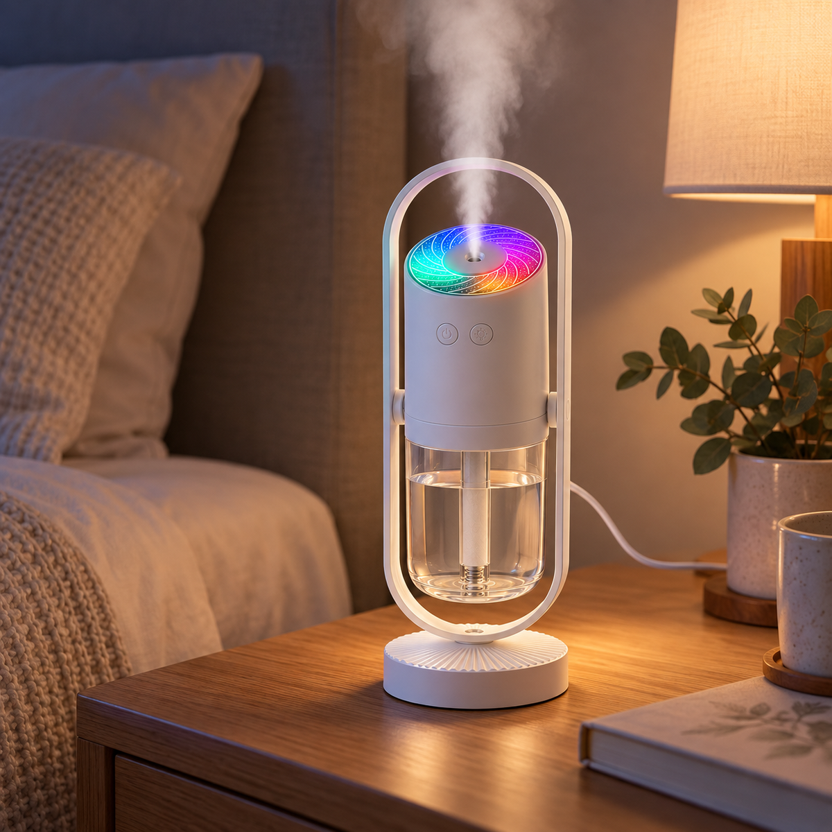 Funcție LED pentru lumină de noapte și umidificator portabil mini