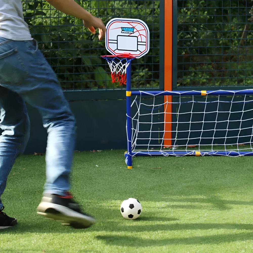 Portería portátil de fútbol y juguete de baloncesto para deportes al aire libre