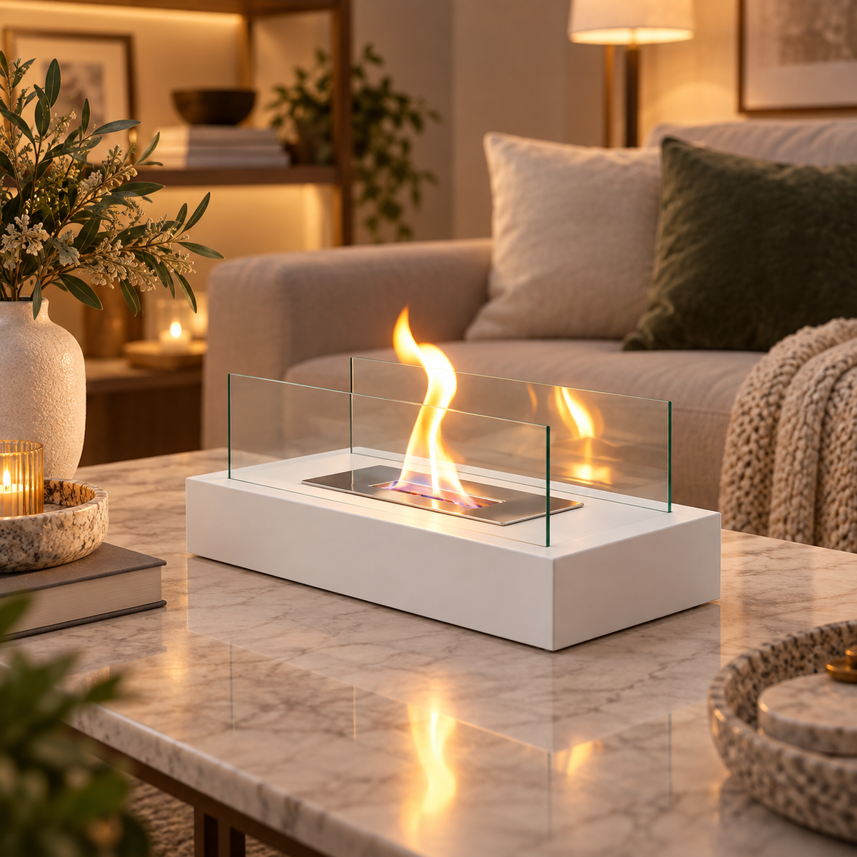 Portable Tabletop Fireplace Modern Indoor Decor Home