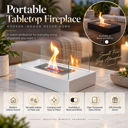 Portable Tabletop Fireplace Modern Indoor Decor Home